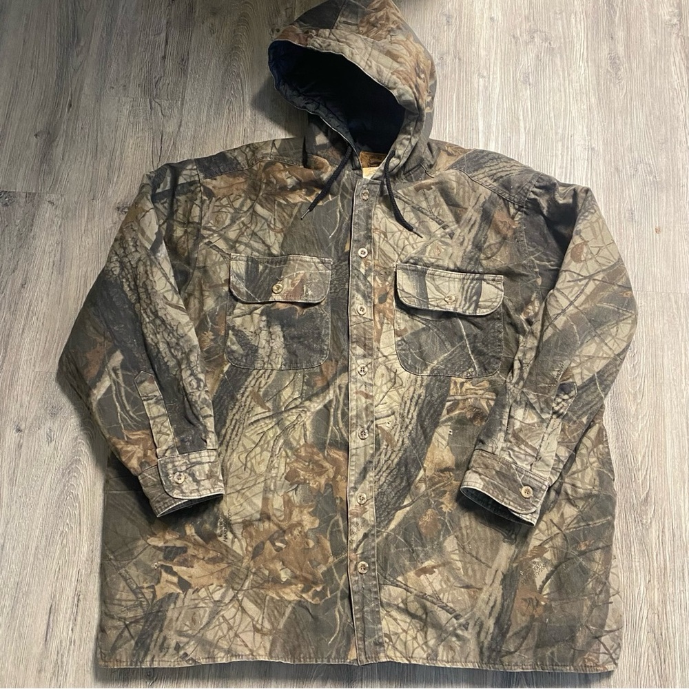 Vintage Duxbak Camouflage Button Down Quilted Jacket